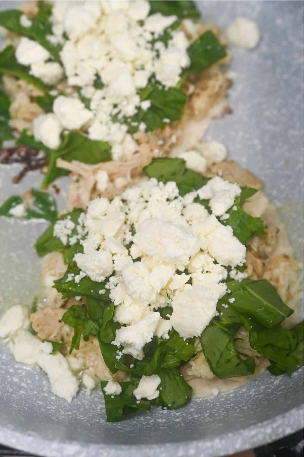 Tortilla with feta and spinach