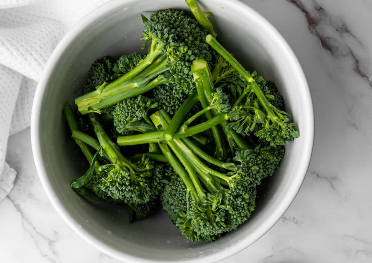 Broccolini in a bowl