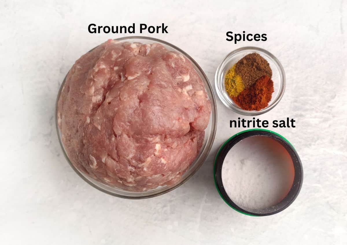Ground Pork, Spices Nitrite Salt