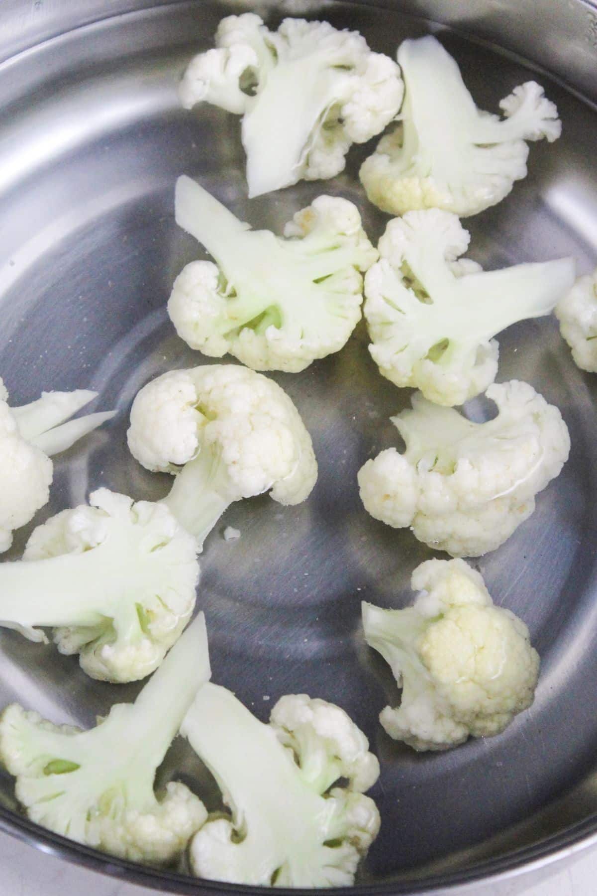 cauliflower being blanched