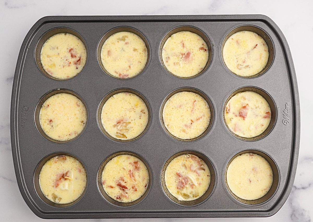 Mixture in muffin tin