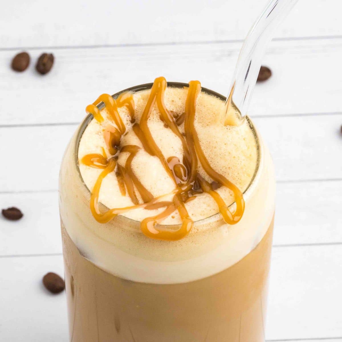 Protein Coffee in a cup with Sugar Free Caramel